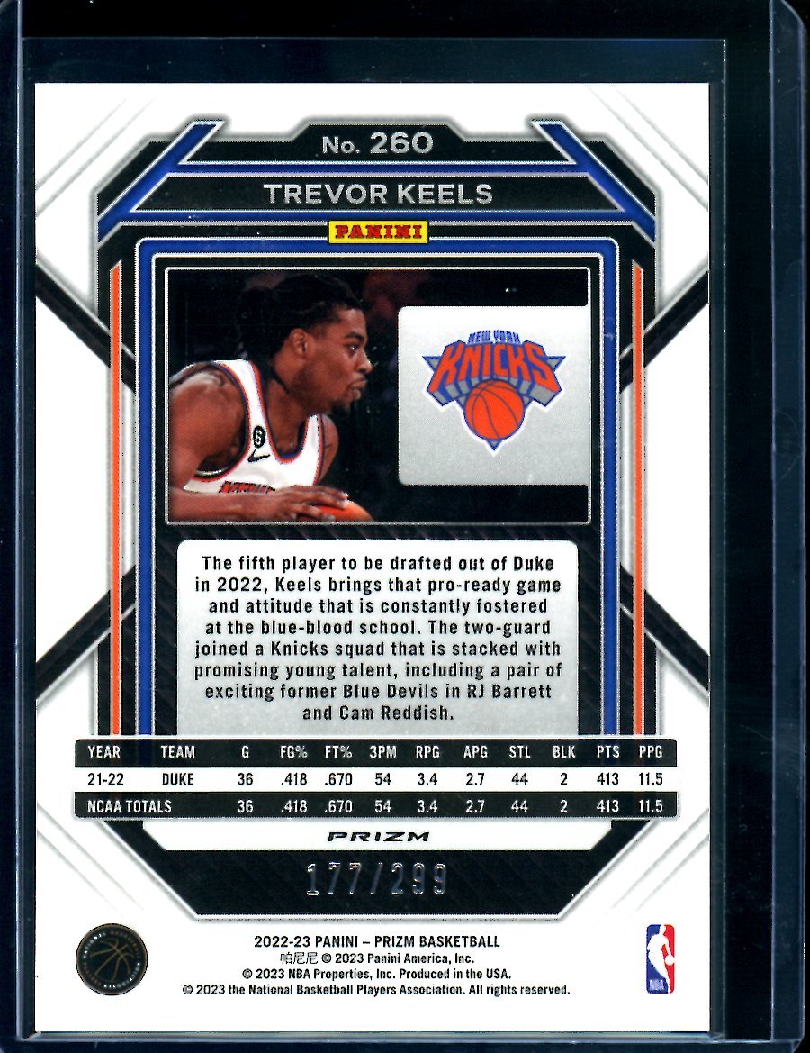 2022/23 Panini Prizm Trevor Keels Rookie Red /299 Knicks