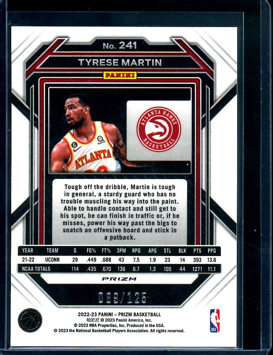 2022/23 Panini Prizm Tyrese Martin Rookie Blue Ice /125 Hawks