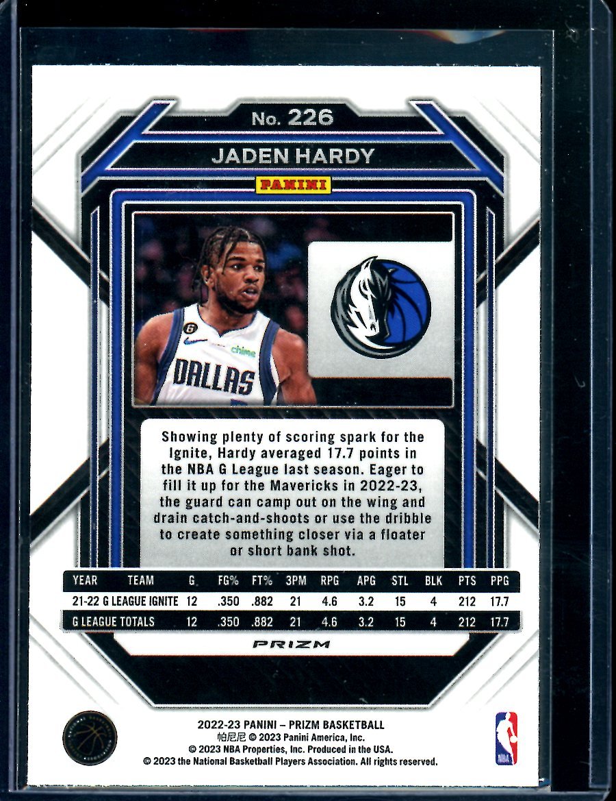 2022/23 Panini Prizm Jaden Hardy Rookie Red Wave Mavericks