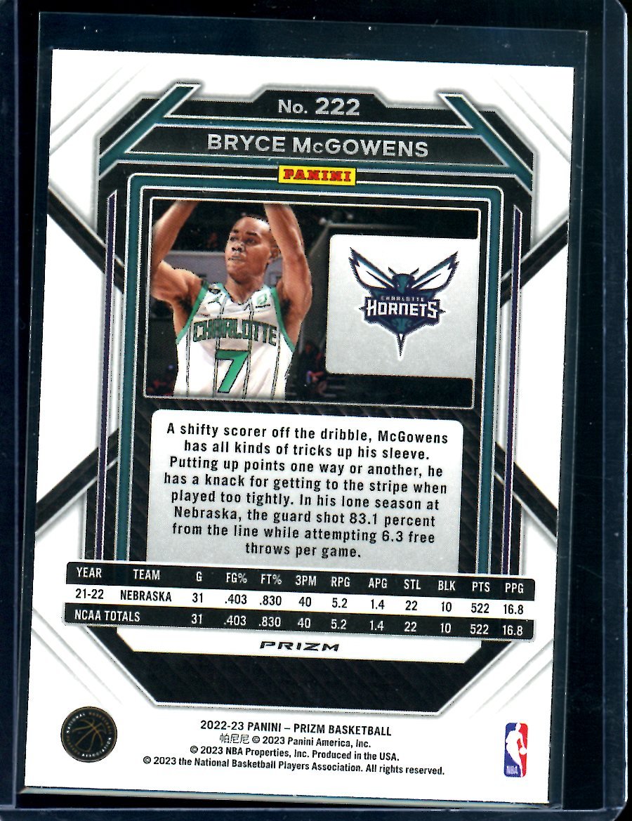 2022/23 Panini Prizm Bryce McGowens Rookie Red Wave Hornets