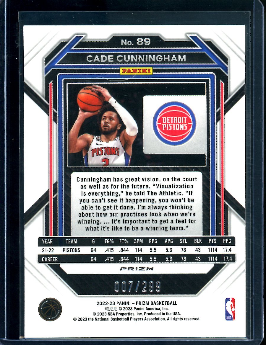 2022/23 Panini Prizm Cade Cunningham Red /299 Pistons
