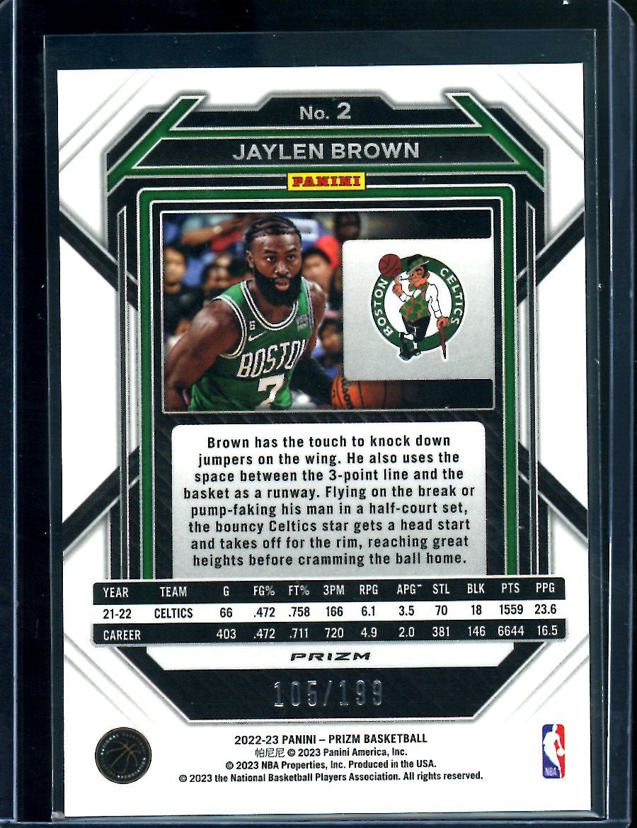 2022/23 Panini Prizm Jaylen Brown Blue /199 Celtics