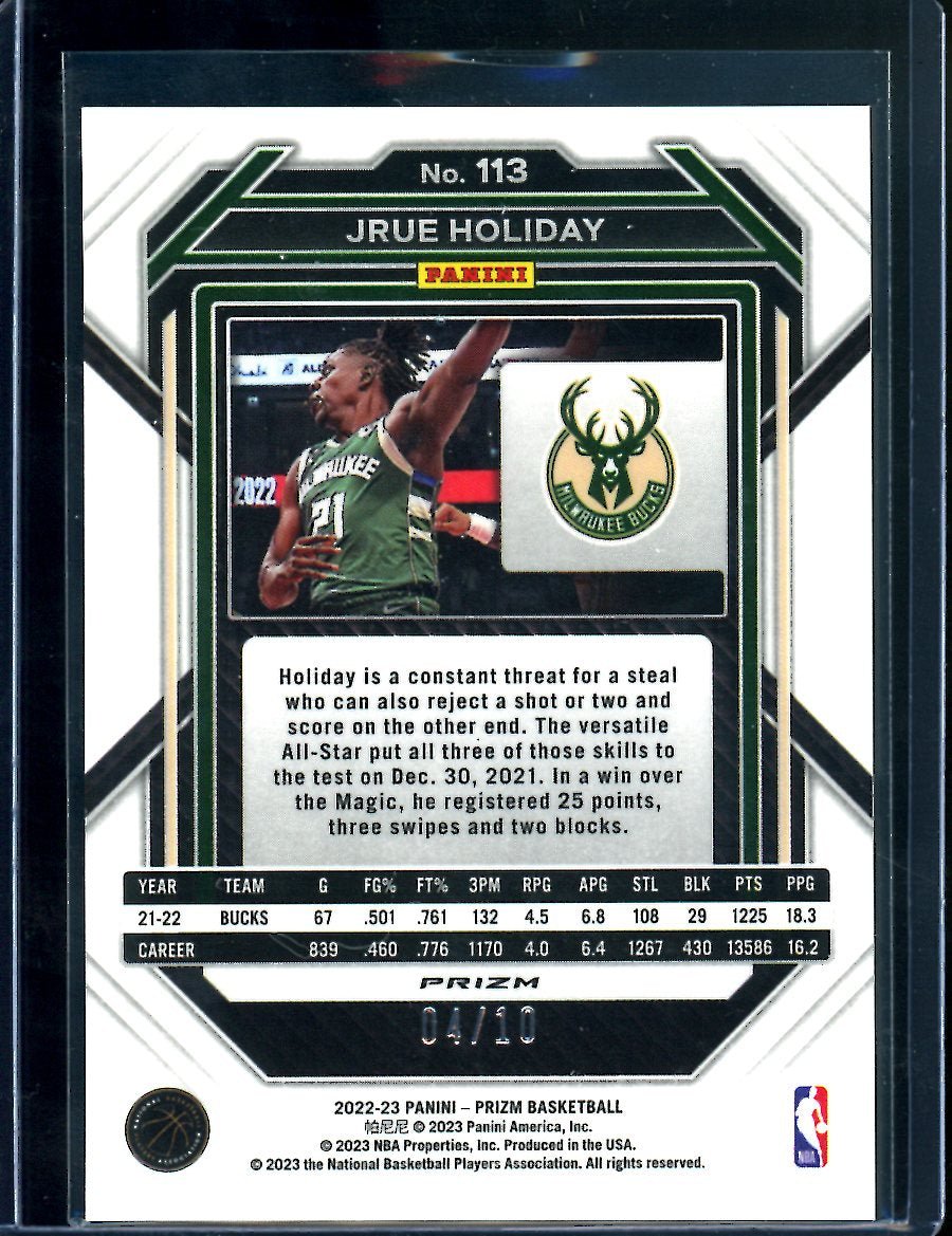 2022/23 Panini Prizm Jrue Holiday Gold /10 Bucks