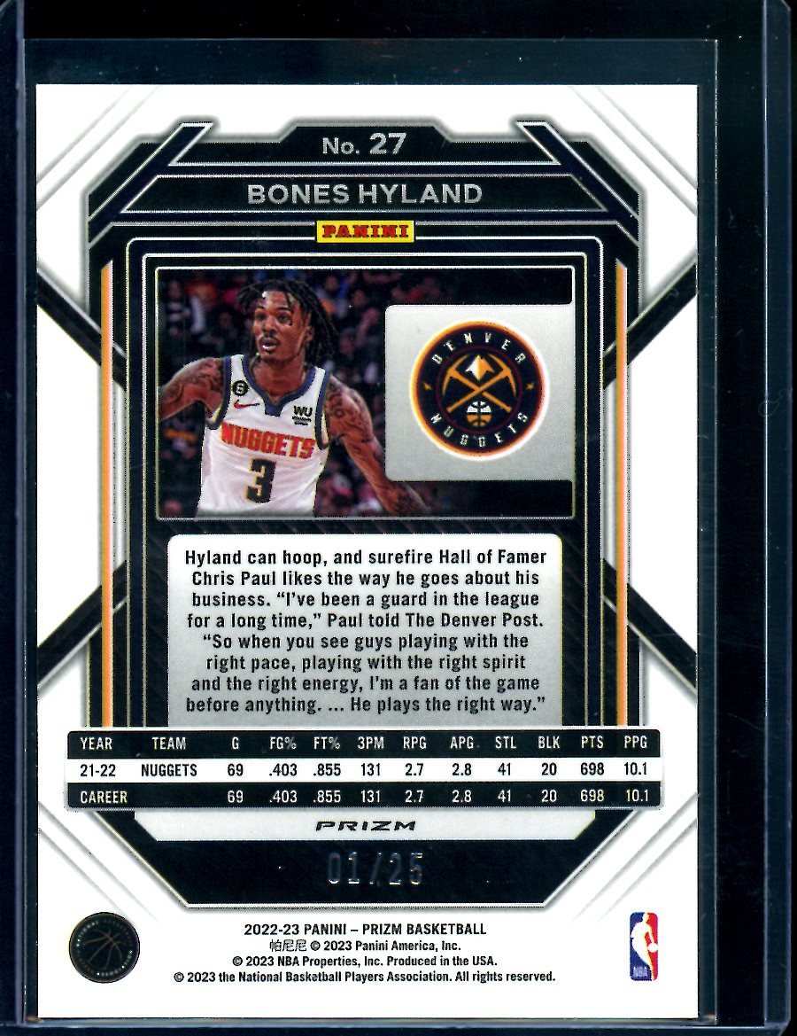 2022/23 Panini Prizm Bones Hyland Mojo /25 Clippers