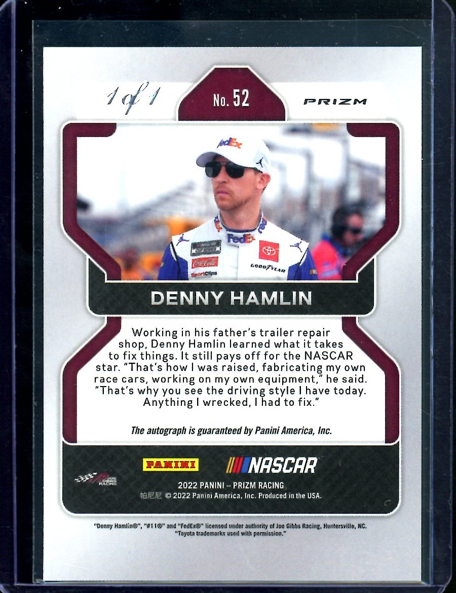 2022 Panini Prizm Denny Hamlin Gold Vinyl 1/1 NASCAR