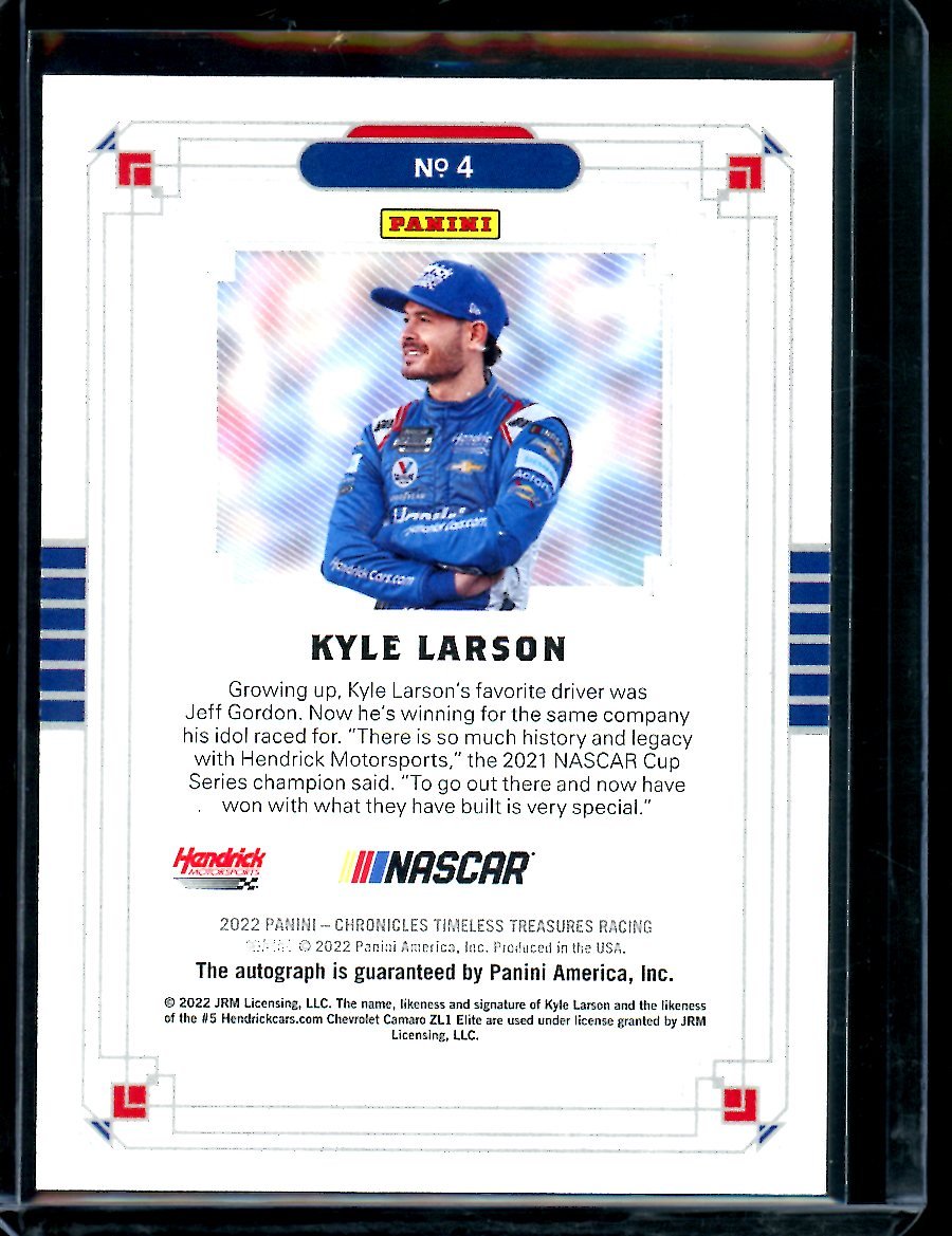 2022 Panini Chronicles Kyle Larson Timeless Treasures Auto /5 NASCAR