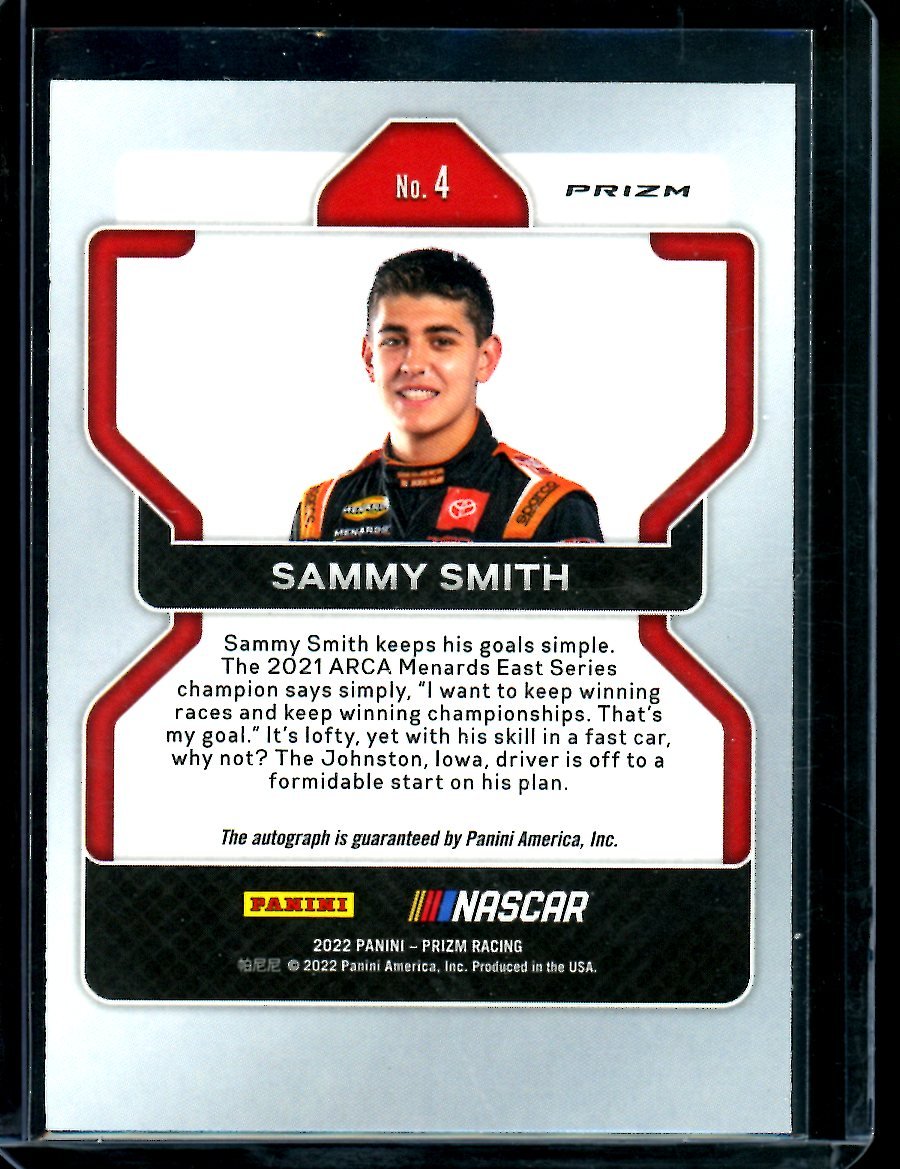 2022 Panini Prizm Sammy Smith Rookie White Sparkle NASCAR