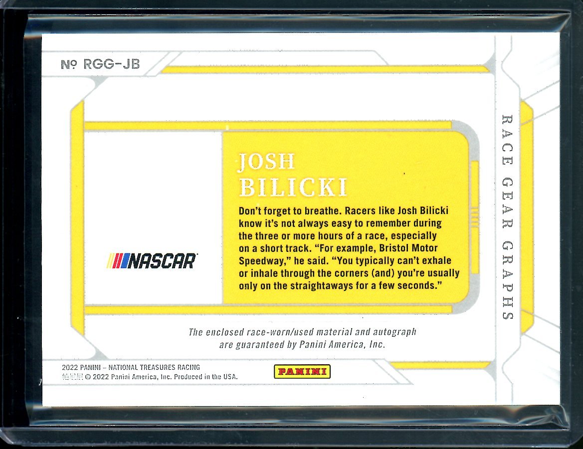2022 Panini National Treasures Josh Bilicki Patch Auto Green /5 NASCAR