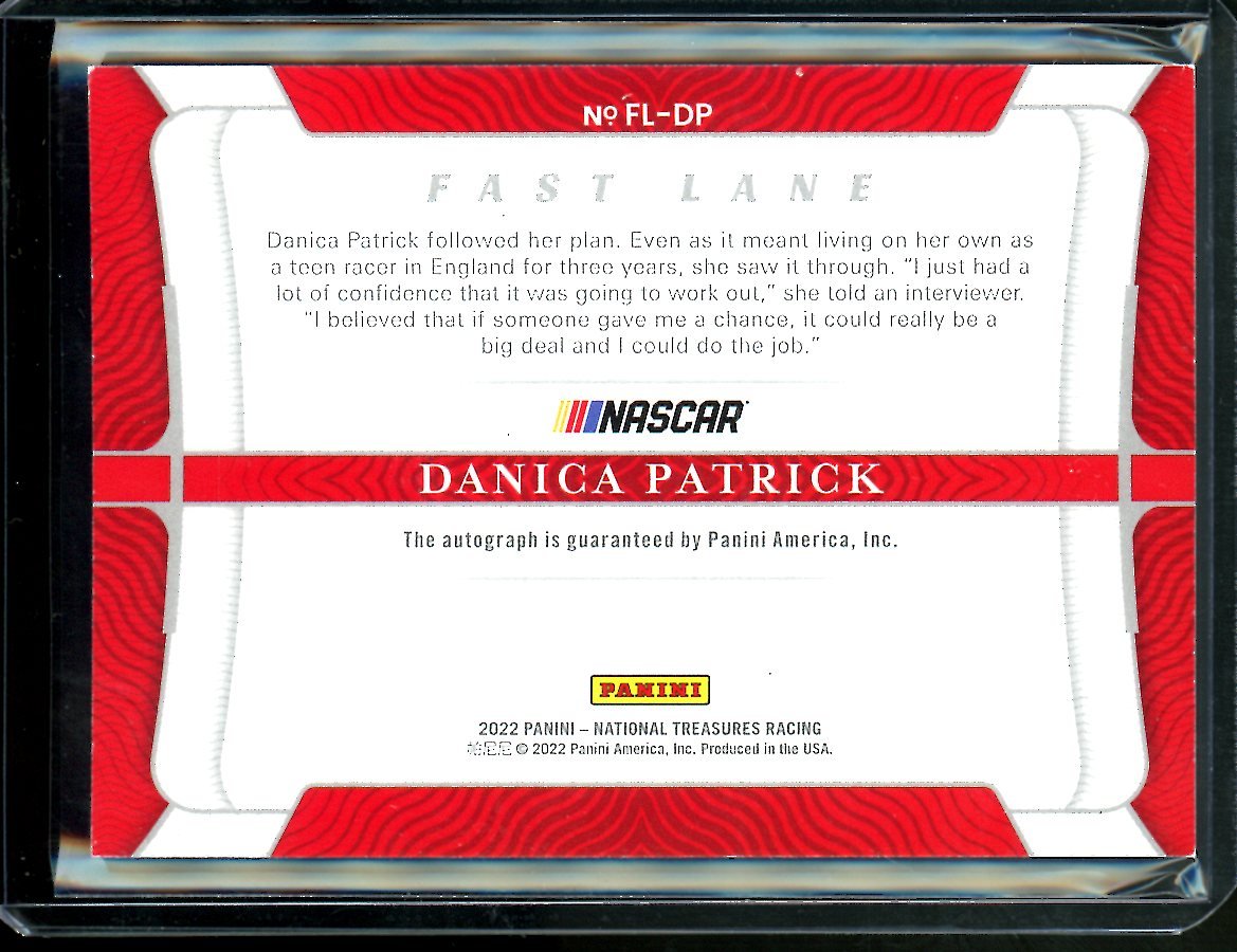 2022 Panini National Treasures Danica Patrick Fast Lane Auto /25 NASCAR