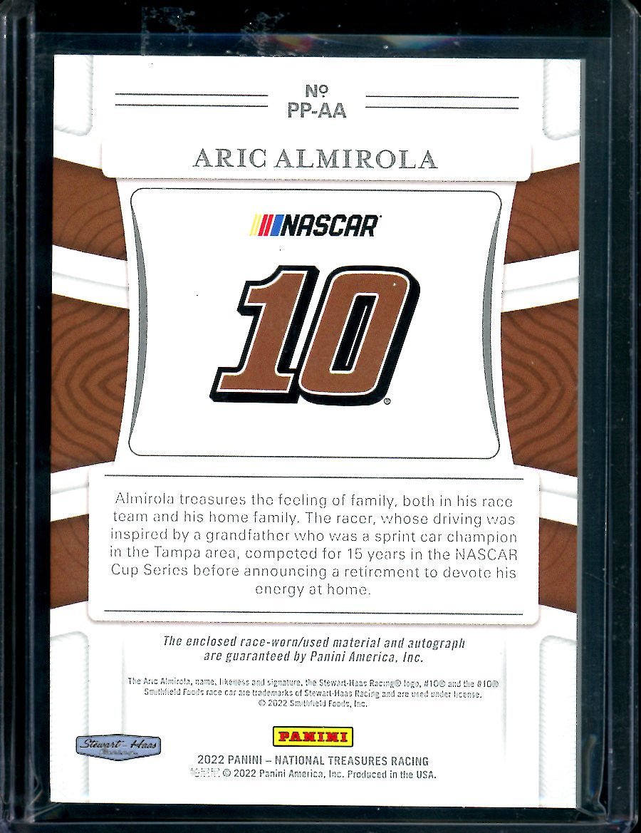 2022 Panini National Treasures Aric Almirola Ford Patch Auto /10 NASCAR