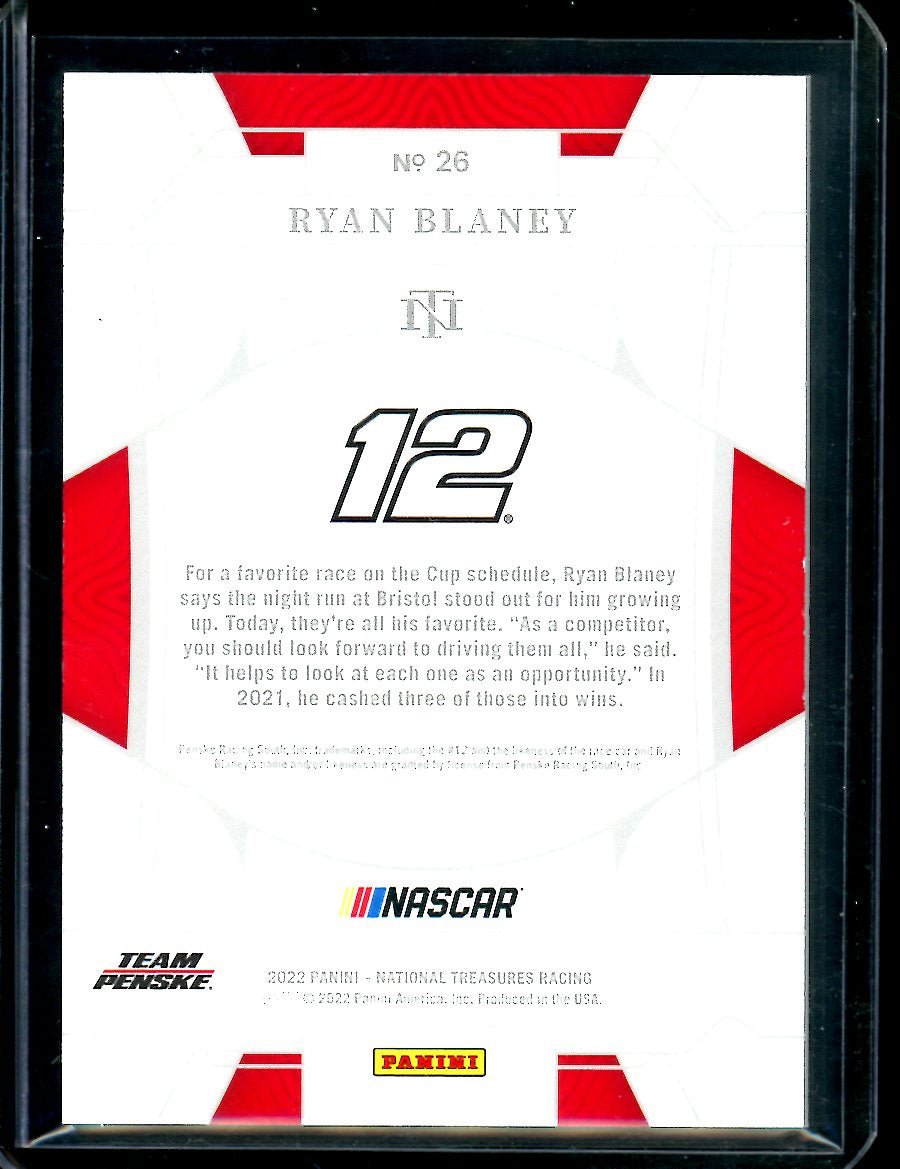 2022 Panini National Treasures Ryan Blaney 1/1 NASCAR