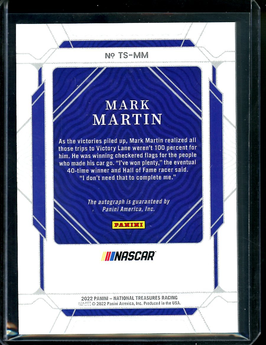 2022 Panini National Treasures Mark Martin Trackside Auto /49 NASCAR