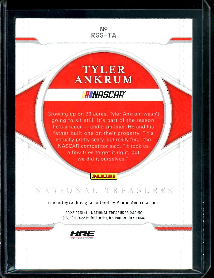 2022 Panini National Treasures Tyler Ankrum Auto /15 NASCAR
