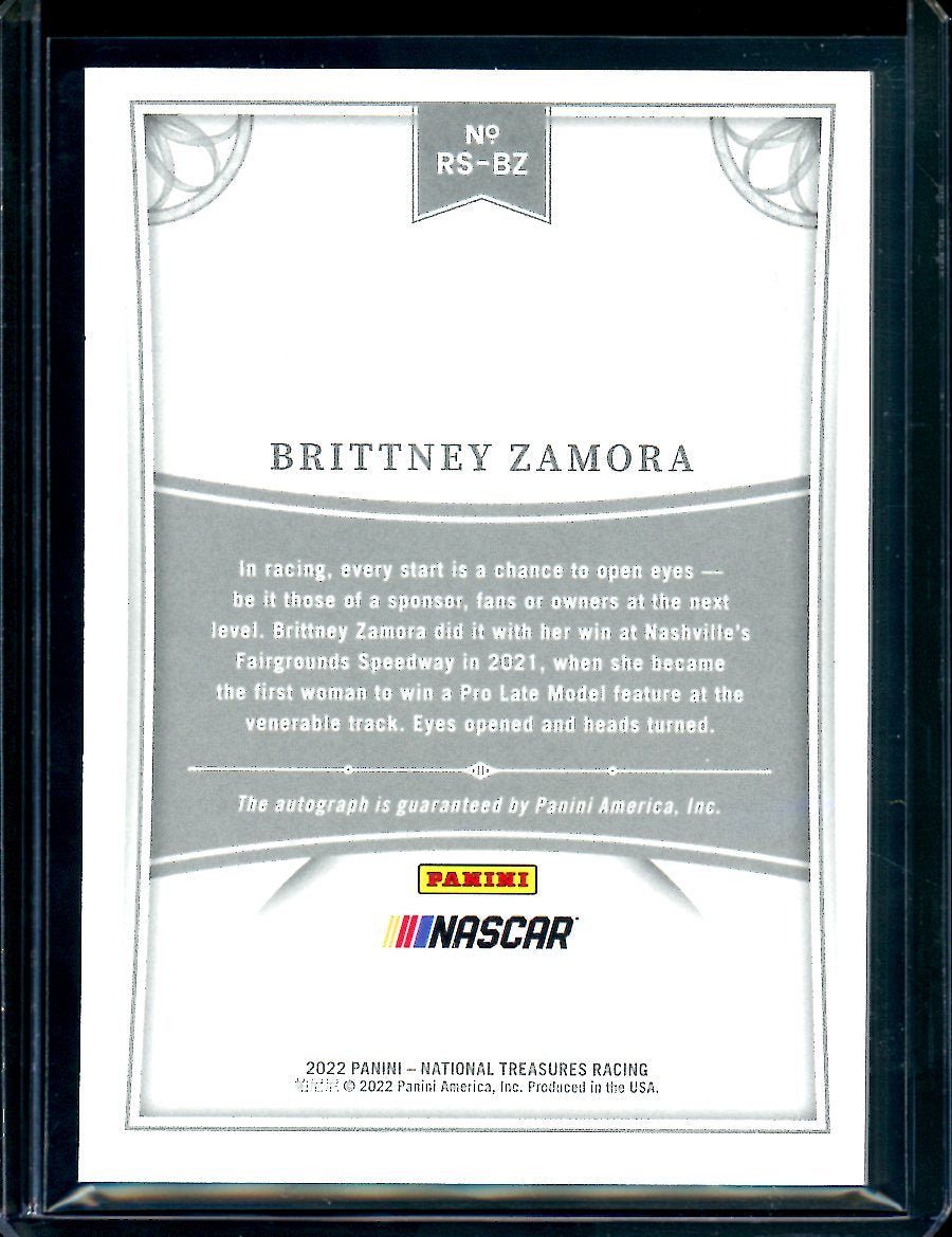 2022 Panini National Treasures Brittney Zamora Retro Signatures /25 NASCAR