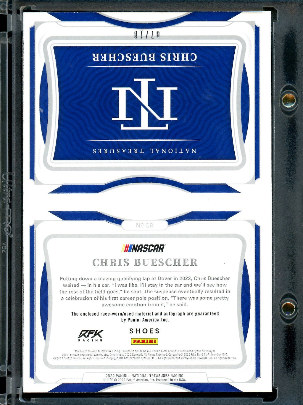 2022 Panini National Treasures Chris Buescher Booklet Patch Auto /10 NASCAR
