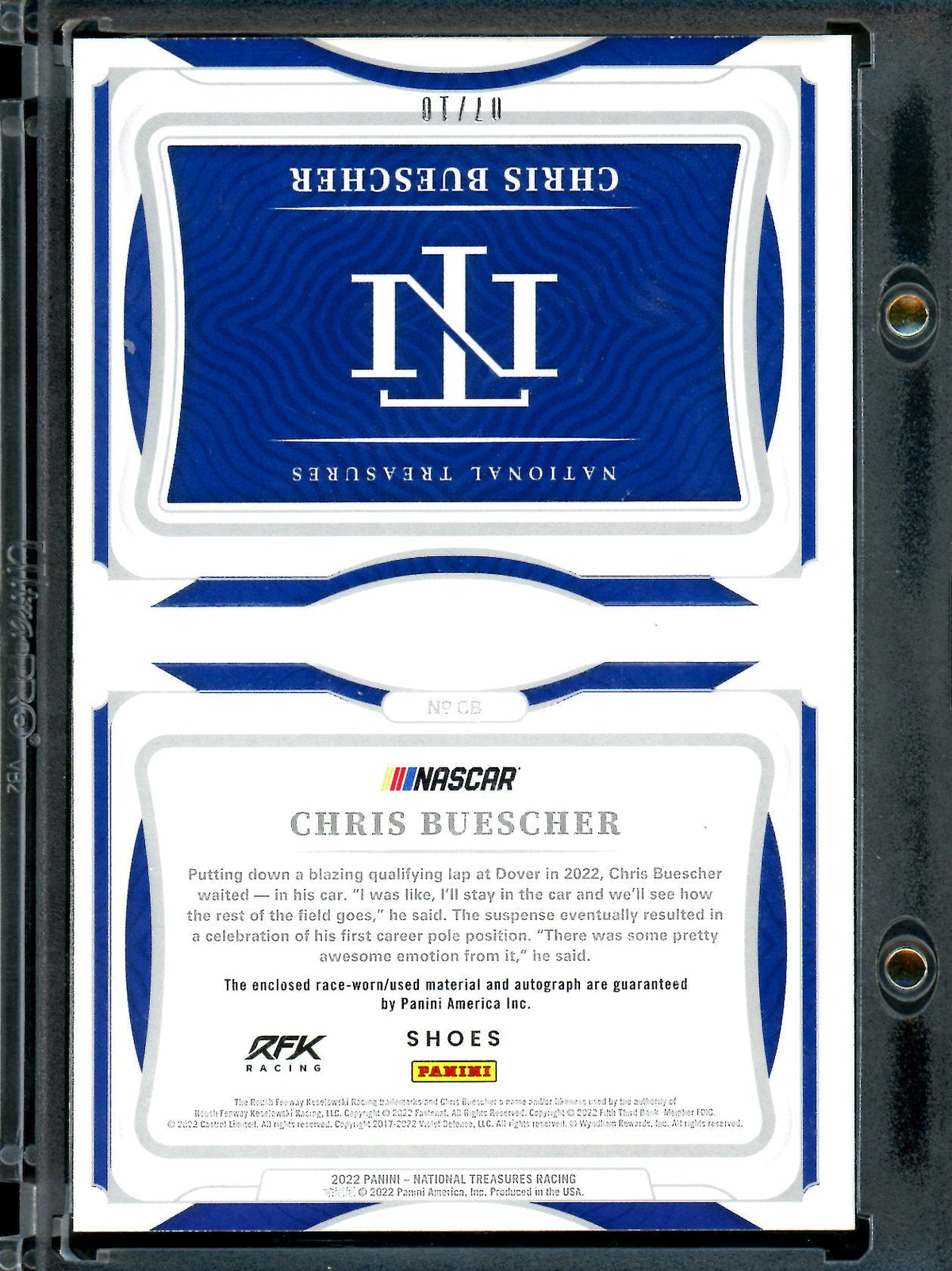 2022 Panini National Treasures Chris Buescher Booklet Patch Auto /10 NASCAR