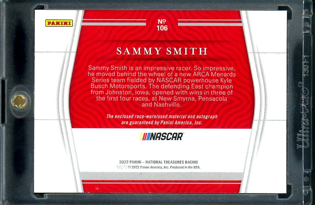 2022 Panini National Treasures Sammy Smith Rookie RPA /10 NASCAR