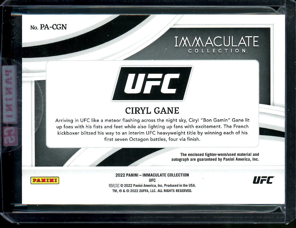 2022 Panini Immaculate Ciryl Gane Patch Auto /99 UFC
