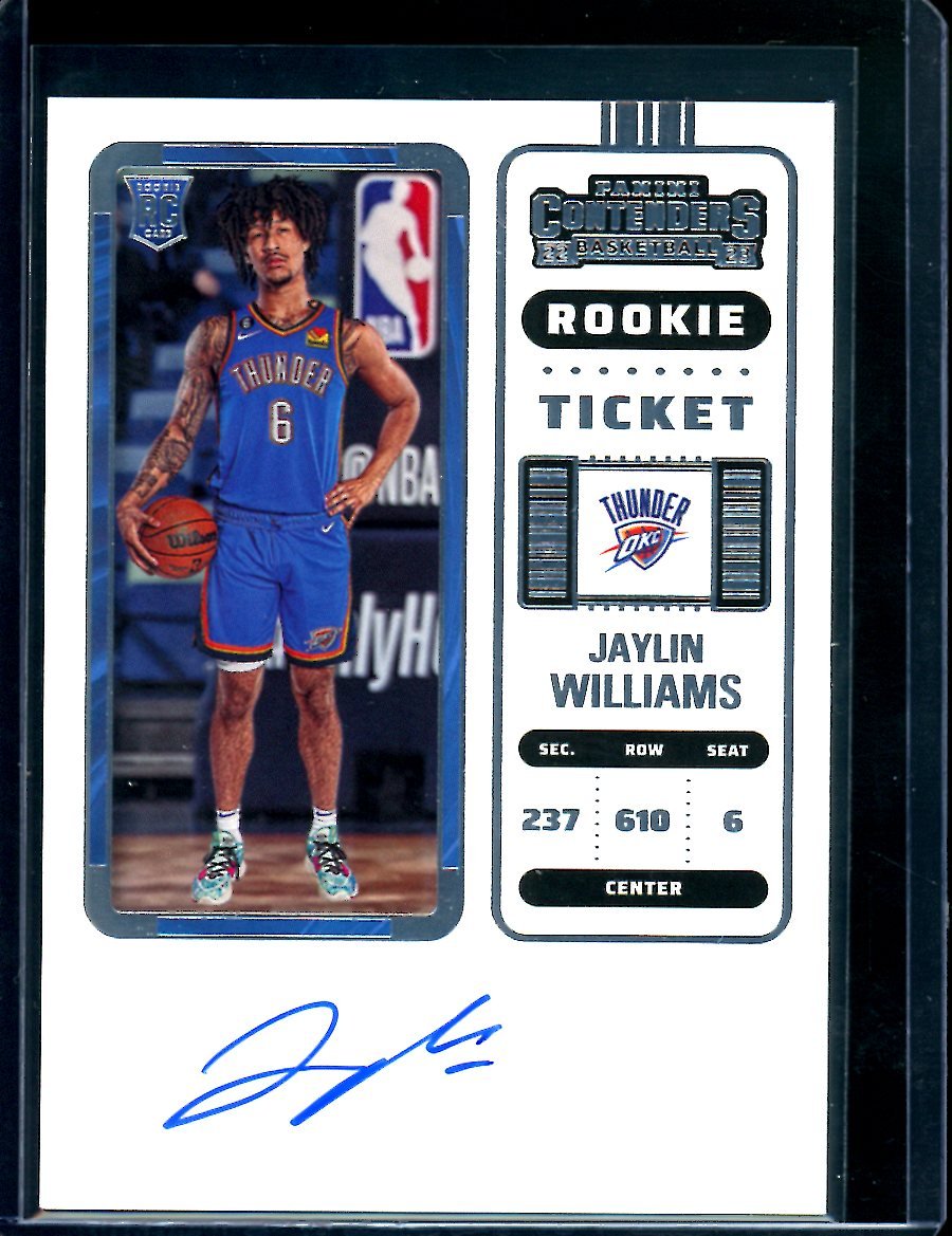 2022/23 Panini Contenders Jaylin Williams Rookie Ticket Auto Thunder