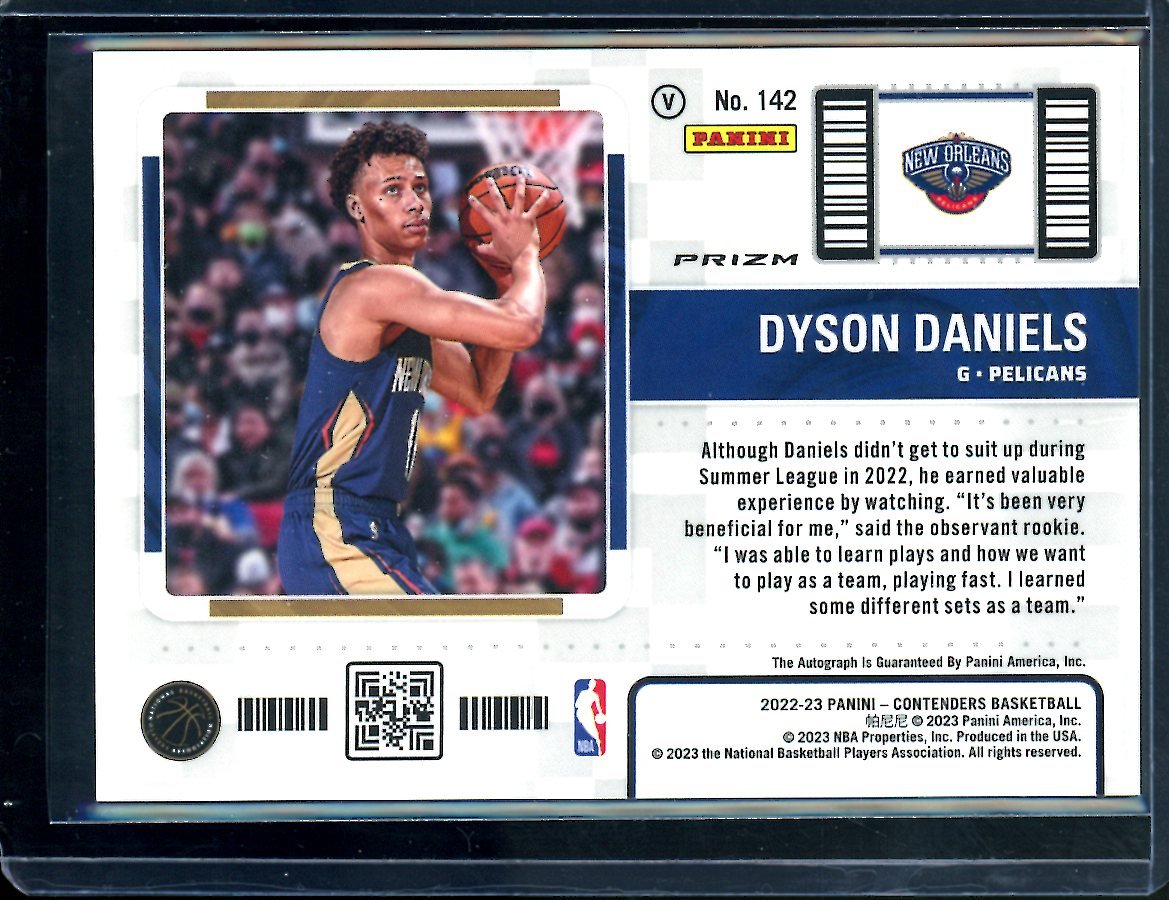 2022/23 Panini Contenders Dyson Daniels Rookie Ticket Variation Auto Pelicans