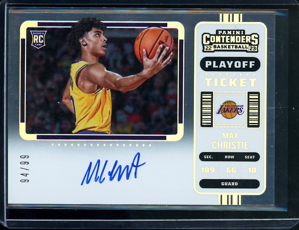 2022/23 Panini Contenders Max Christie Rookie Playoff Ticket Variation Auto Lakers