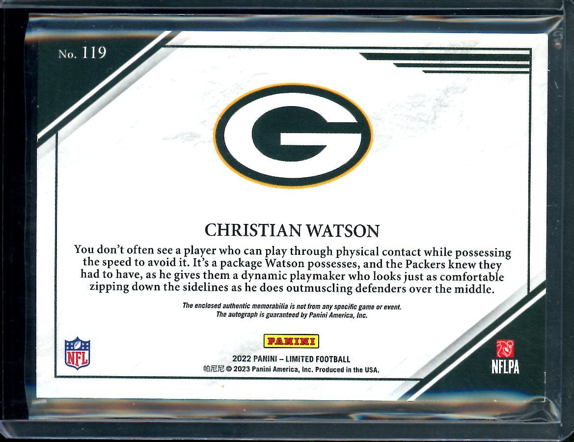 2022 Panini Limited Christian Watson Rookie RPA Purple /25 Packers