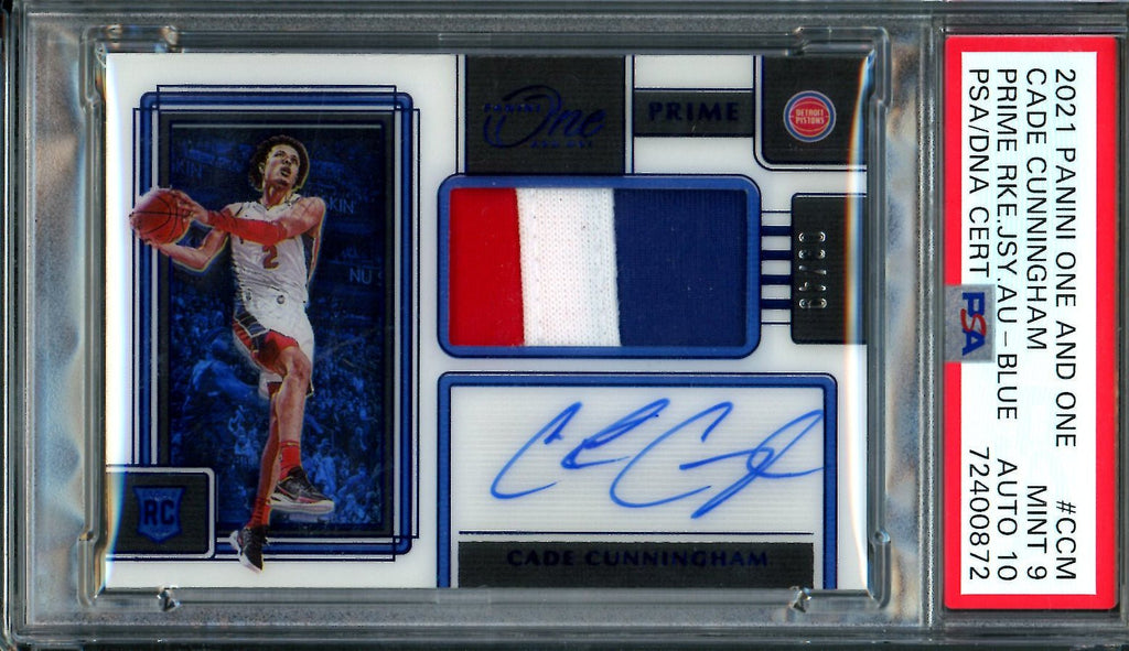 2021/22 Panini One & One Cade Cunningham Rookie RPA Blue /49 PSA 9 10 Auto Pistons