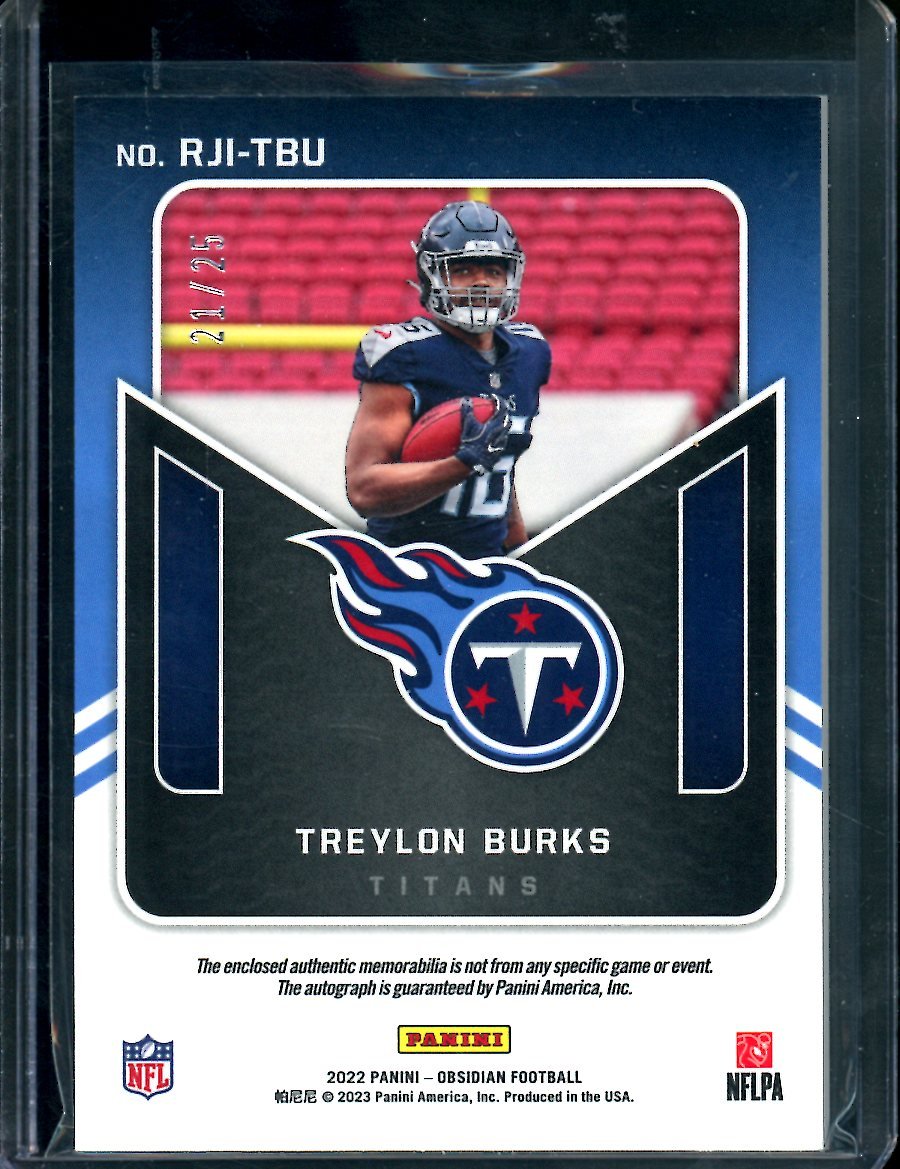 2022 Panini Obsidian Treylon Burks Rookie RPA /25 Titans