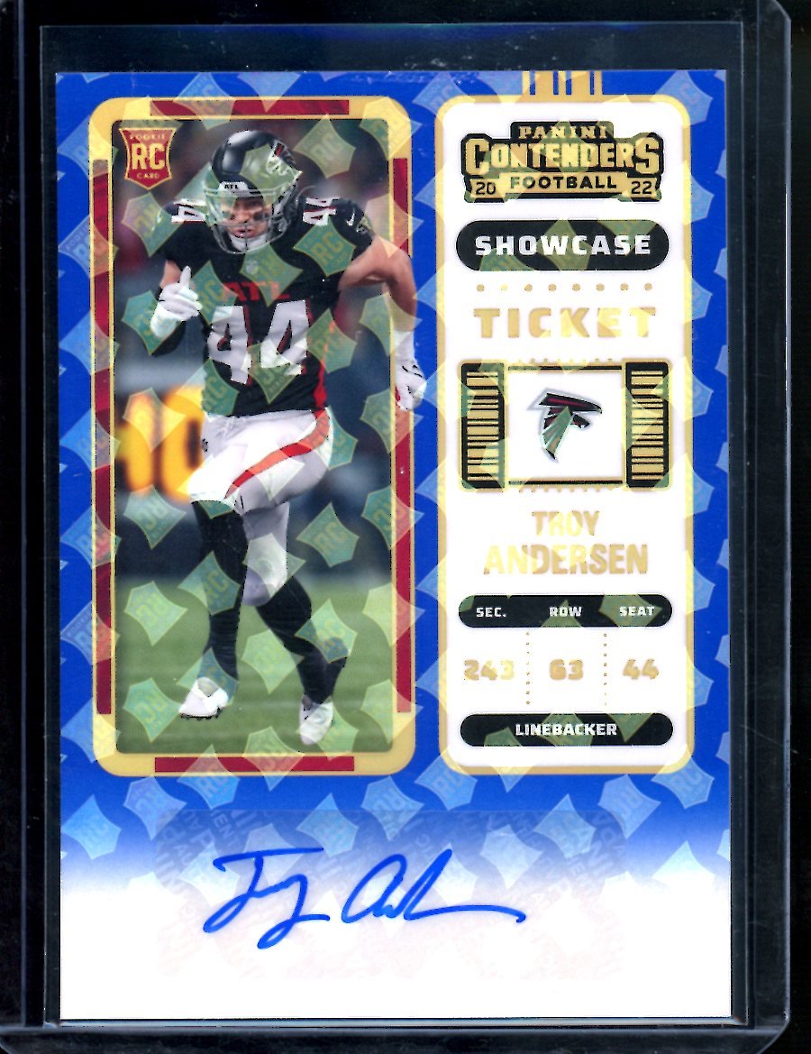2022 Panini Contenders Troy Andersen Rookie Showcase Ticket Auto SP Falcons