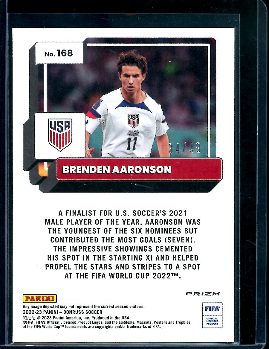 2022/23 Panini Donruss Optic Brenden Aaronson Teal Mojo /49 United States