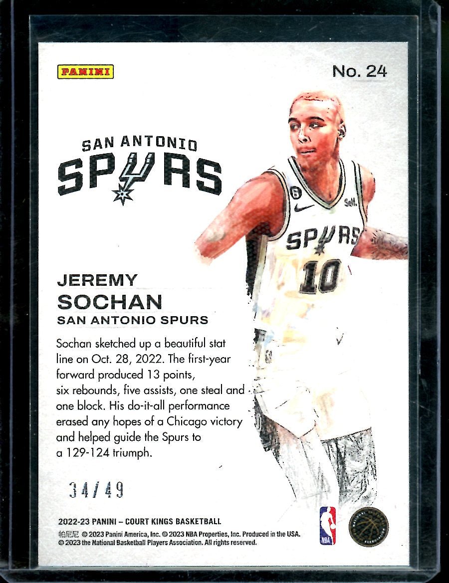 2022/23 Panini Court Kings Jeremy Sochan Rookie Works in Progress /49 Spurs