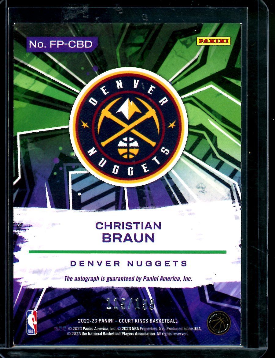 2022/23 Panini Court Kings Christian Braun Rookie Auto Fresh Paint /199 Nuggets