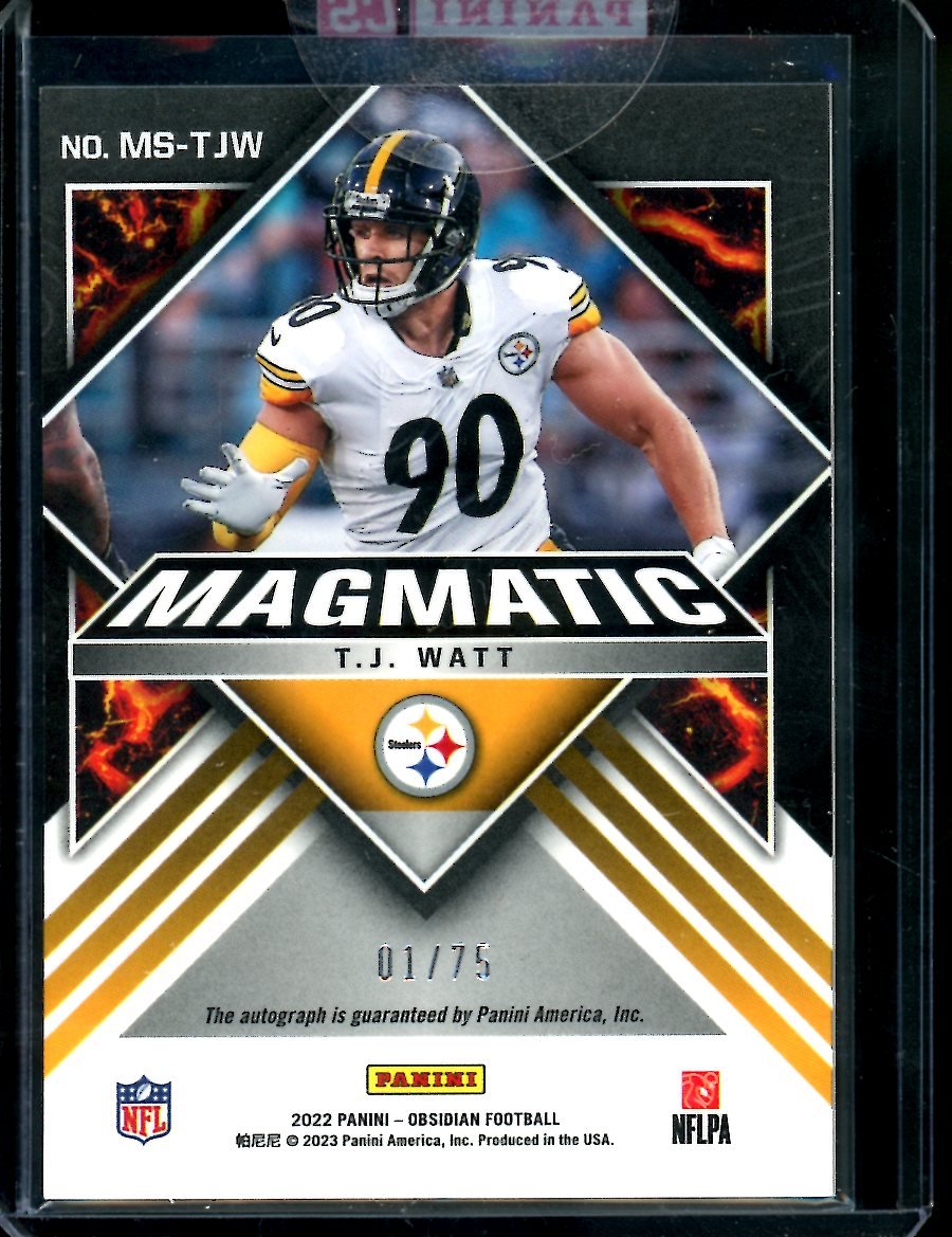 2022 Panini Obsidian T.J. Watt Magmatic Auto /75 Steelers