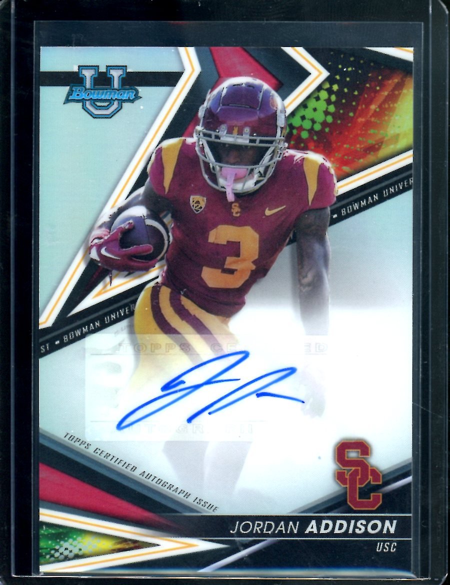 2022 Bowman's Best University Jordan Addison Refractor Auto Vikings