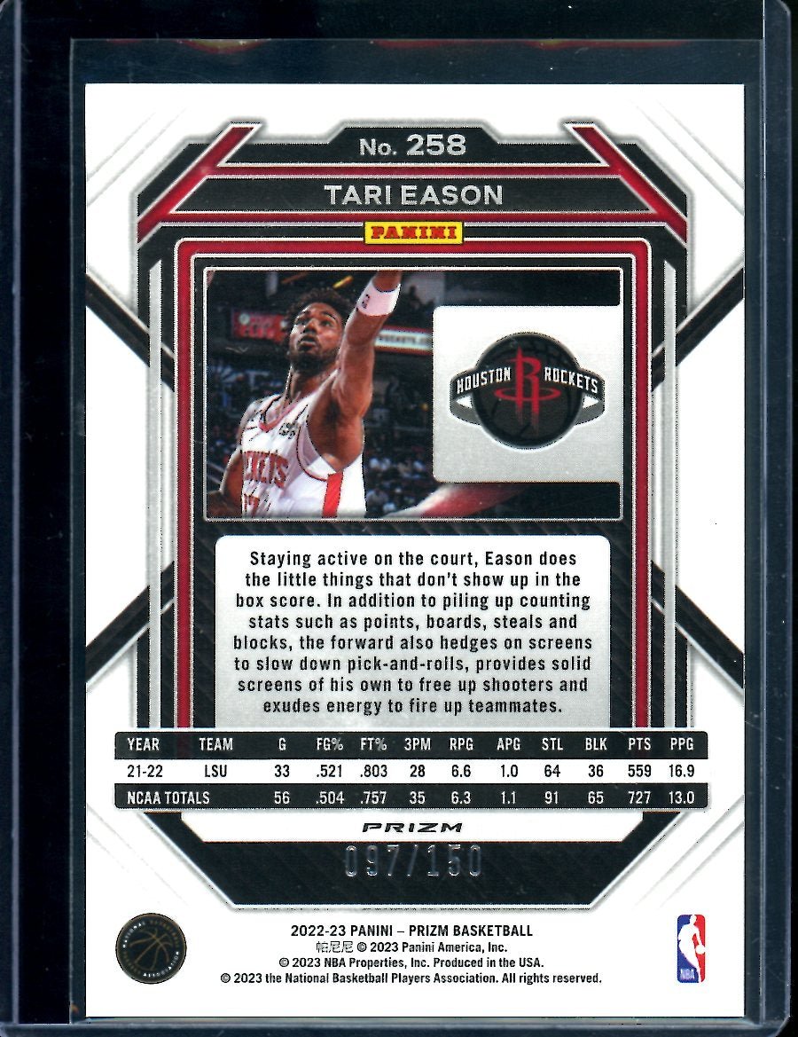2022/23 Panini Prizm Tari Eason Rookie Blue Disco /150 Rockets