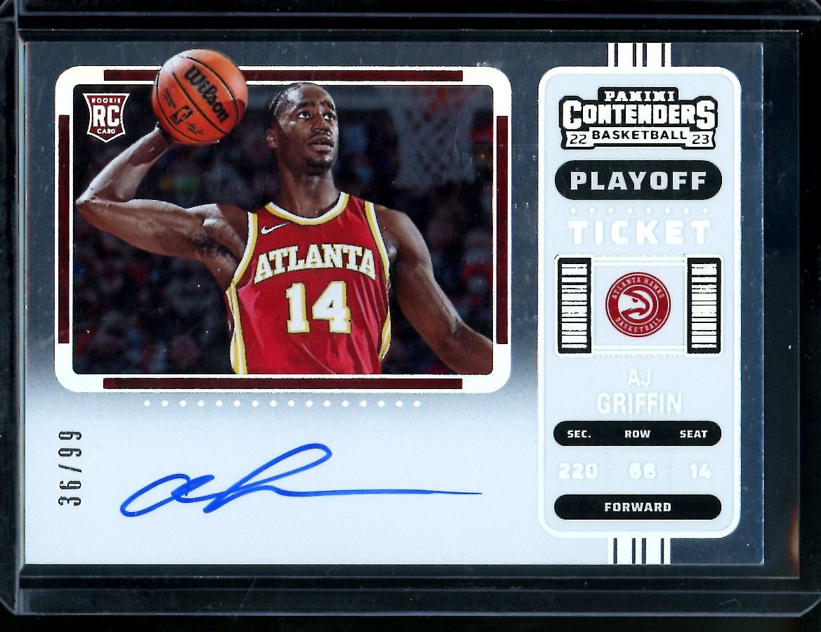2022/23 Panini Contenders AJ Griffin Rookie Playoff Variation Ticket Auto /99 Hawks