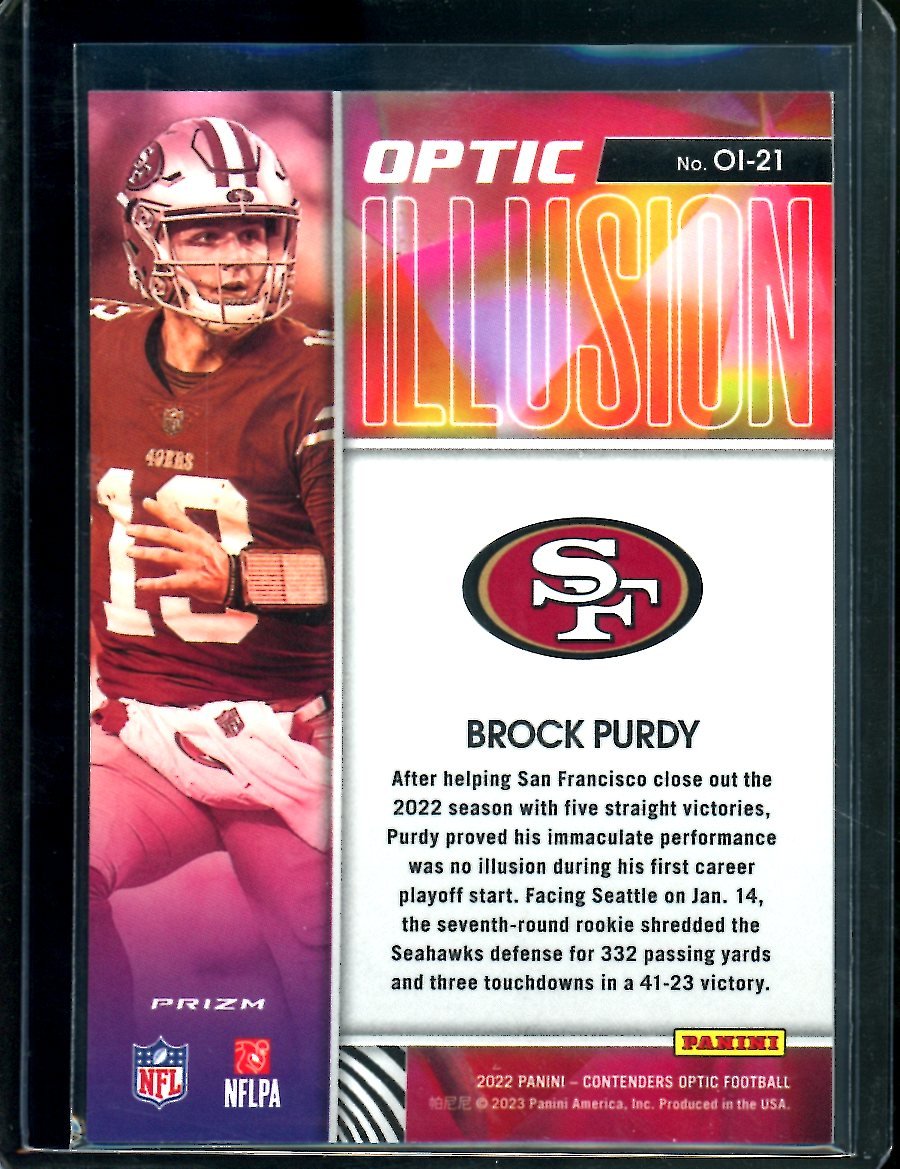 2022 Panini Contenders Optic Brock Purdy Rookie Optic Illusion 49ers