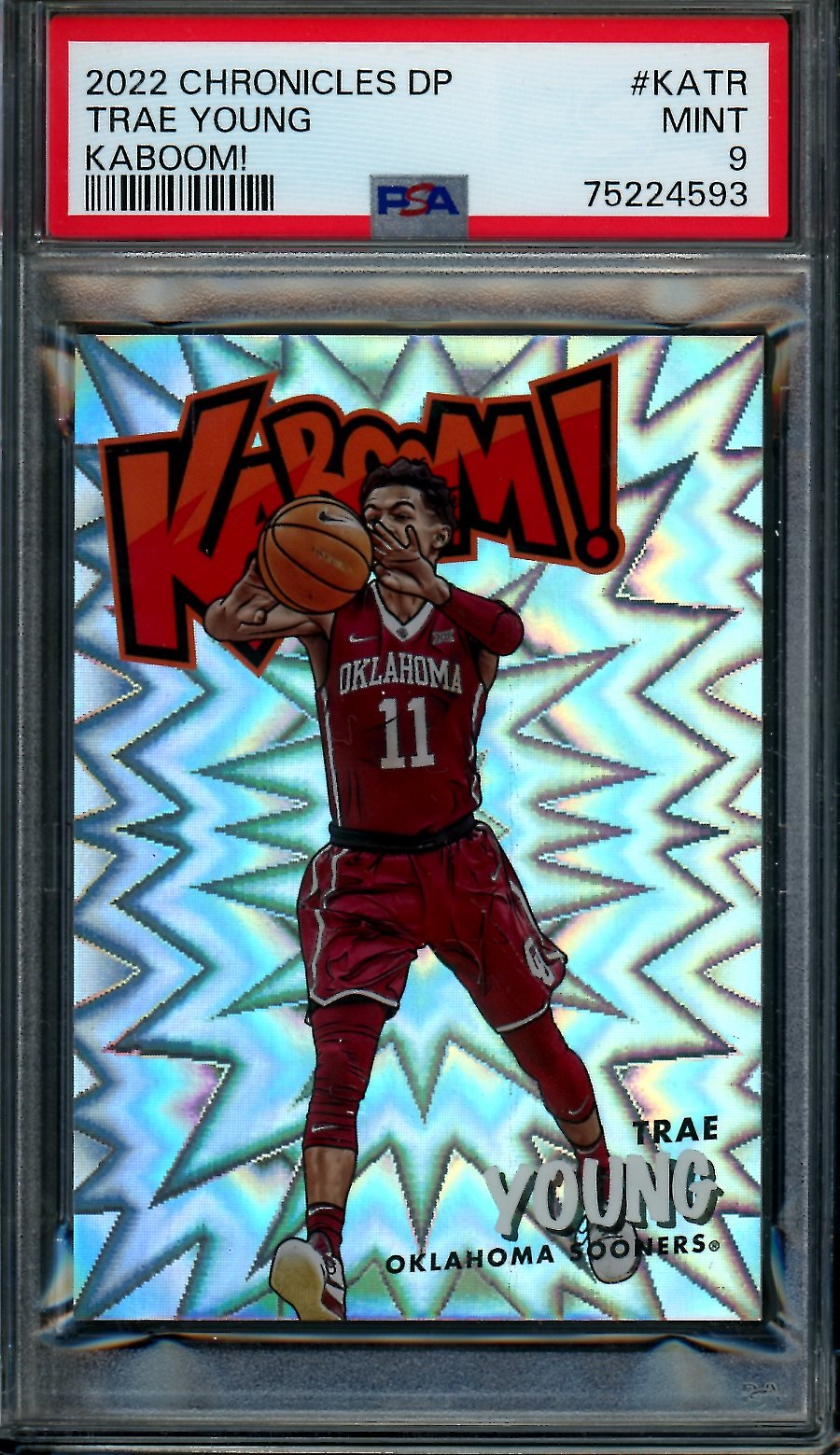 2022/23 Panini Chronicles Draft Picks Trae Young Kaboom SSP PSA 9 Hawks
