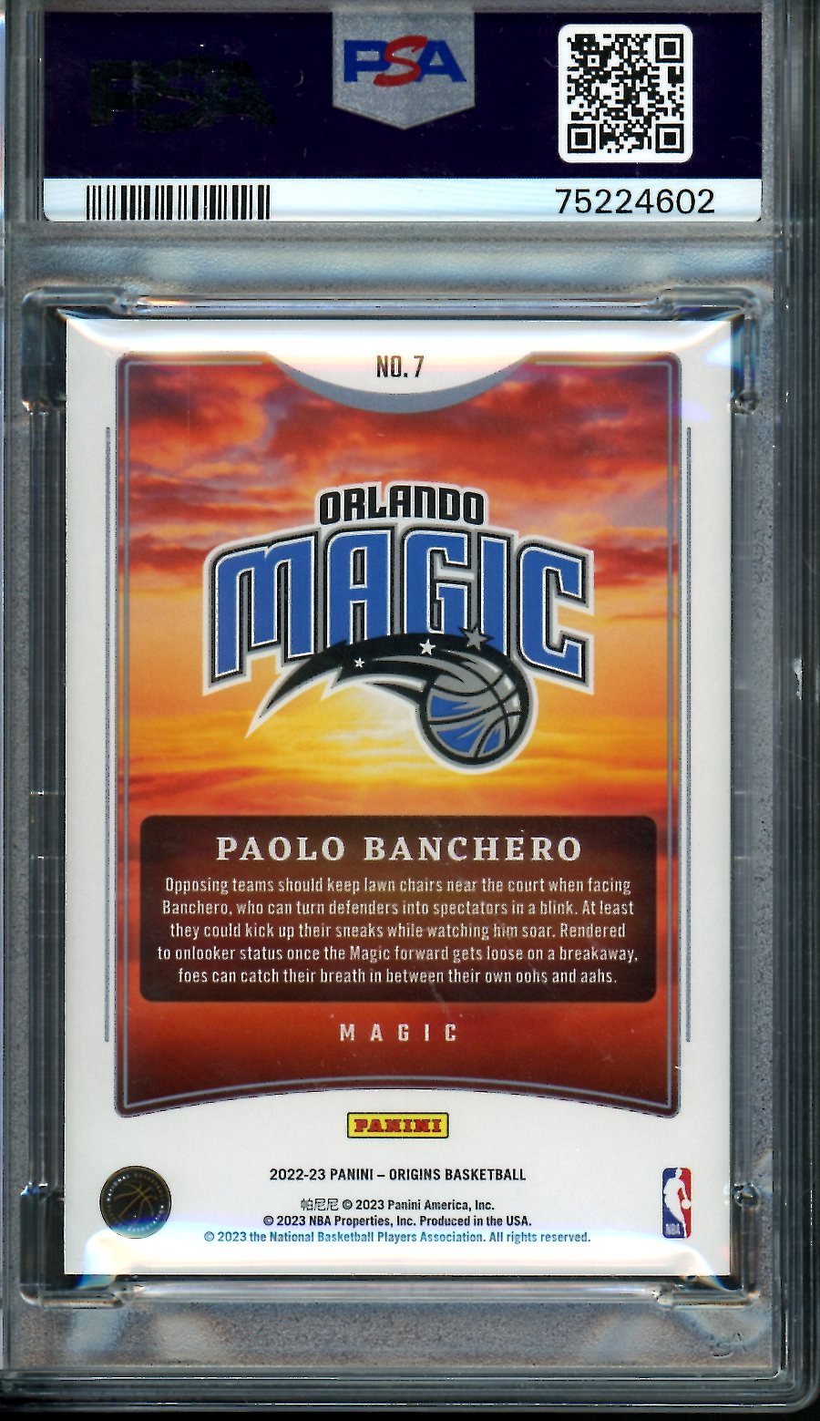 2022/23 Panini Origins Paolo Banchero Rookie Dawn PSA 9 Magic