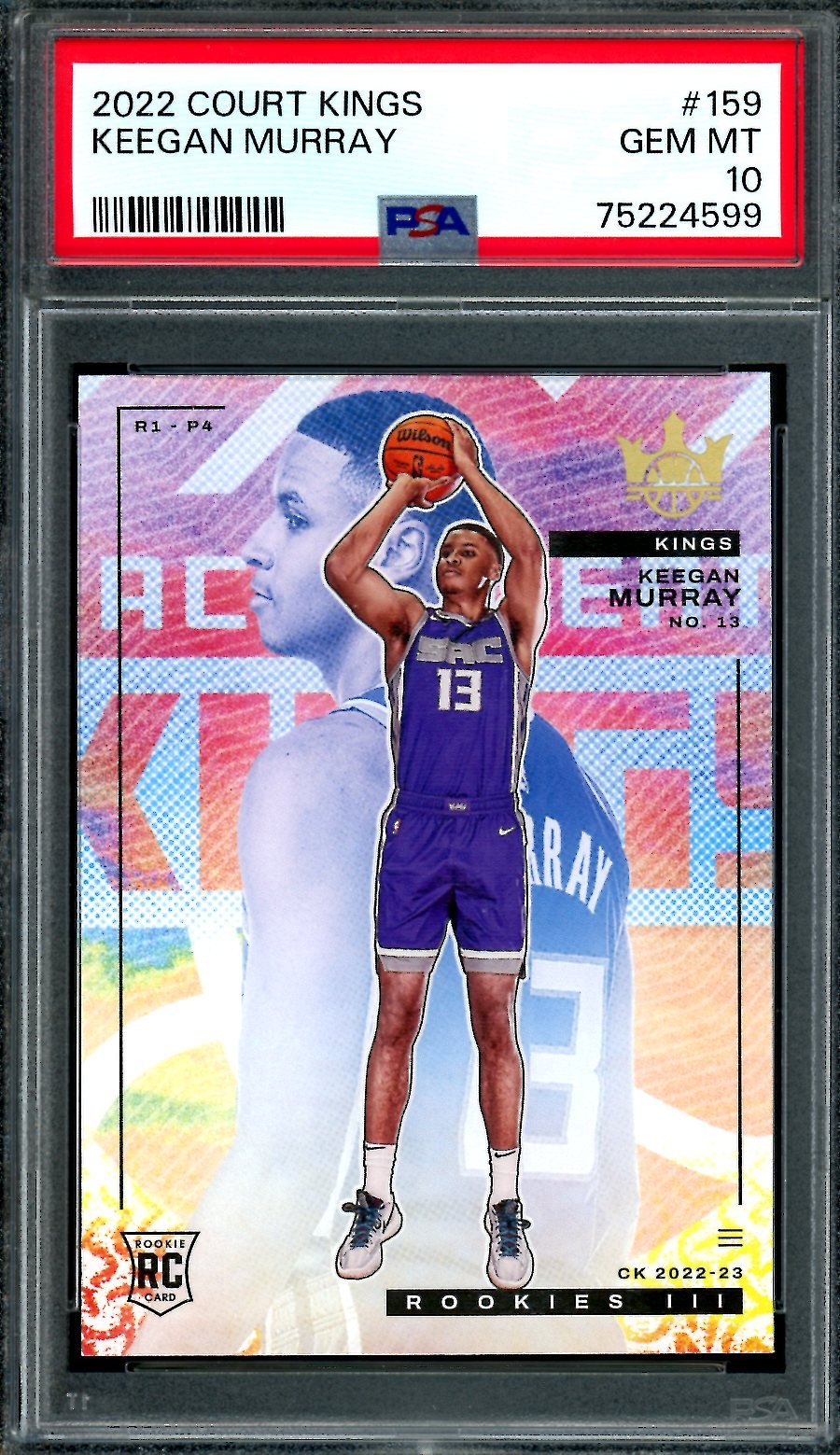 2022/23 Panini Court Kings Keegan Murray Rookie #159 PSA 10 Kings