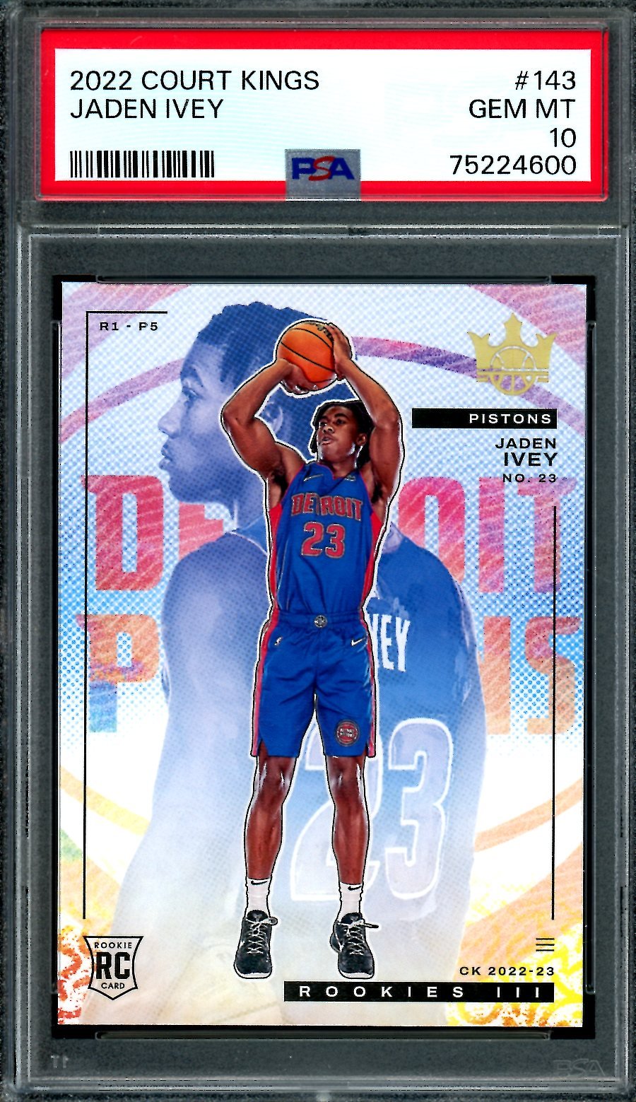 2022/23 Panini Court Kings Jaden Ivey Rookie #143 PSA 10 Pistons