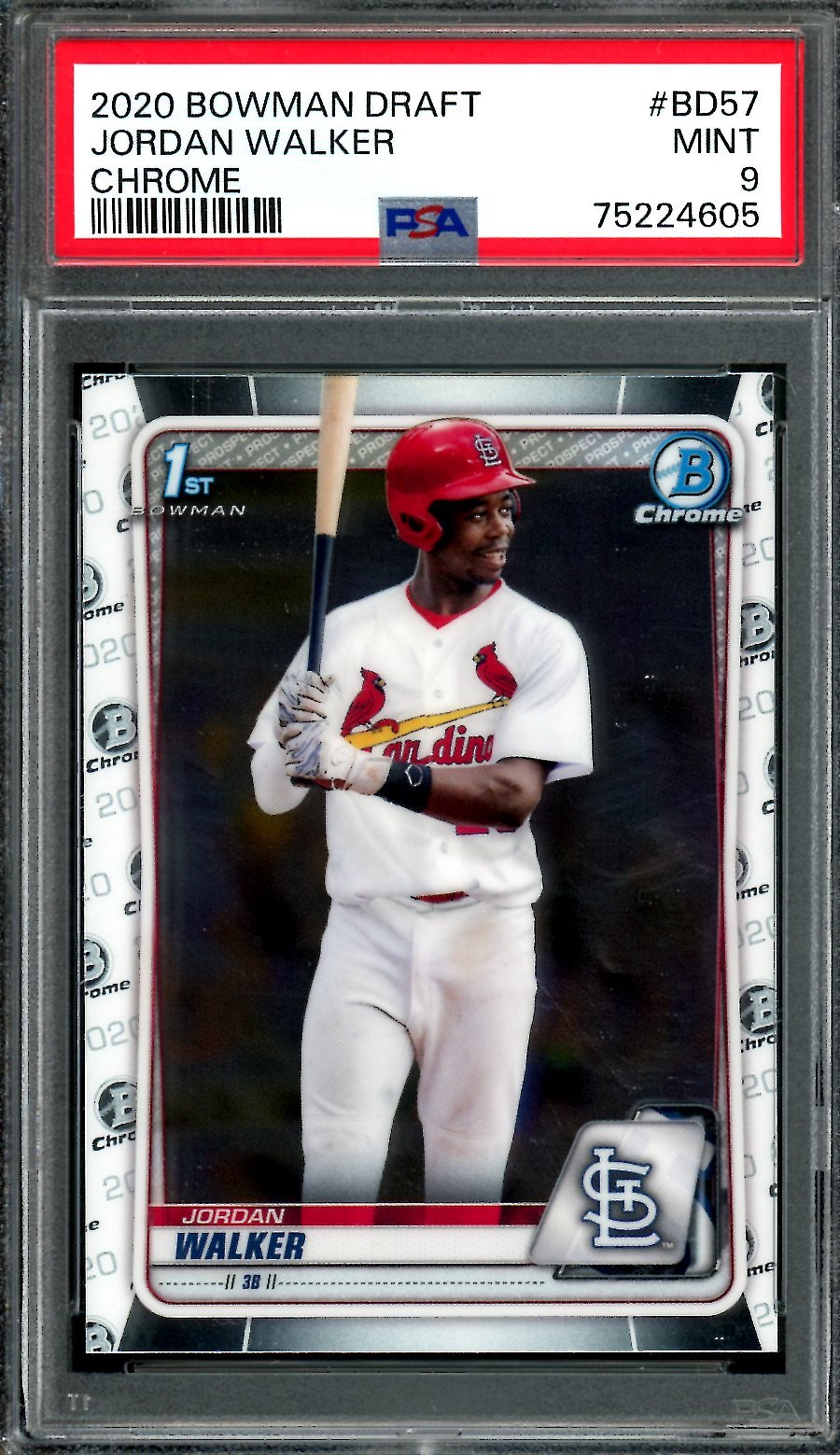 2020 Bowman Draft Jordan Walker 1st Bowman Chrome PSA 9 Cardinals
