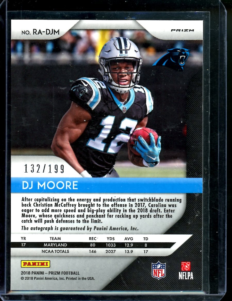 2018 Panini Prizm DJ Moore Rookie Red Wave Auto /199 Bears