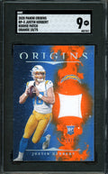 2020 Panini Origins Justin Herbert Rookie Patch Orange /75 SGC 9 Chargers
