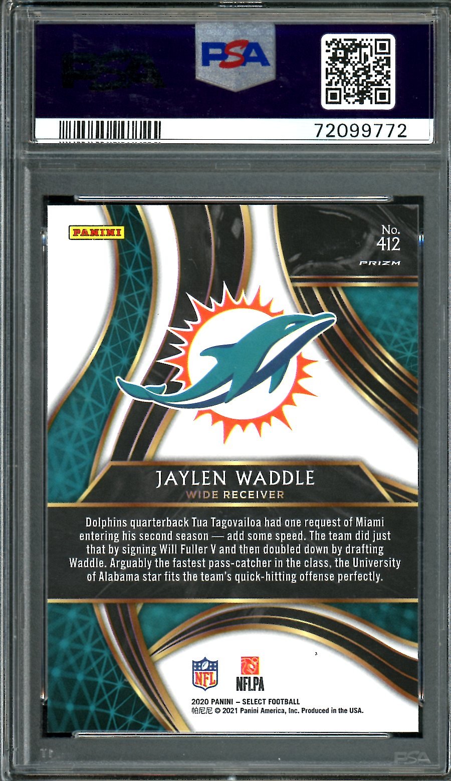 2020 Panini Select Jaylen Waddle Rookie XRC PSA 10 Dolphins
