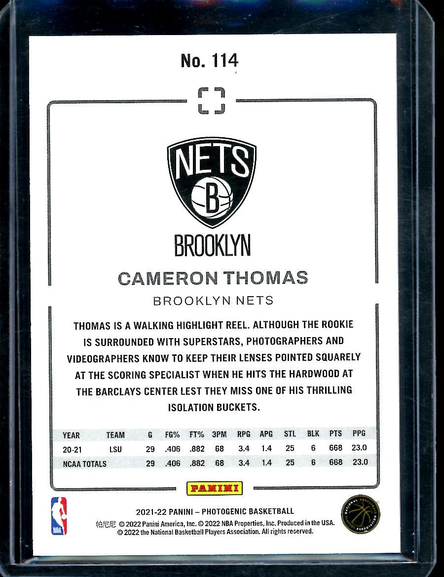 2021/22 Panini Photogenic Cam Thomas Rookie Gold /10 Nets