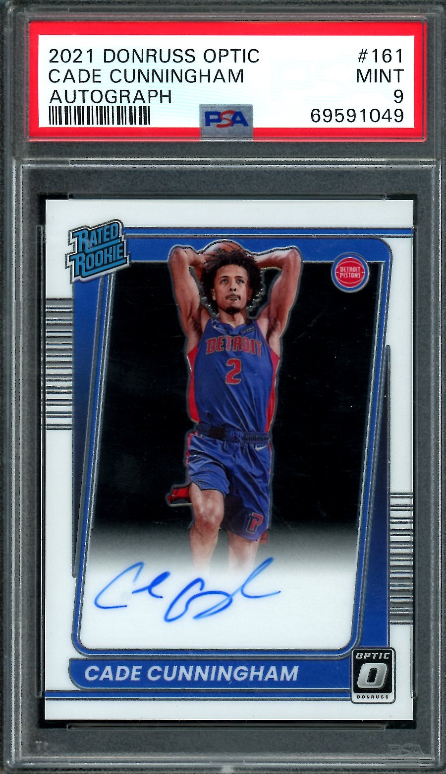 2021/22 Panini Optic Cade Cunningham Rookie Auto PSA 9 Pistons