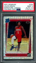 2021/22 Panini Donruss Jalen Green Rookie Auto Choice PSA 9/10 Rockets