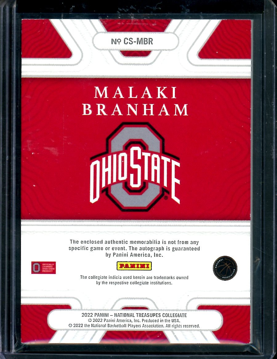2022/23 Panini National Treasures Collegiate Malaki Branham Rookie RPA /49 Spurs