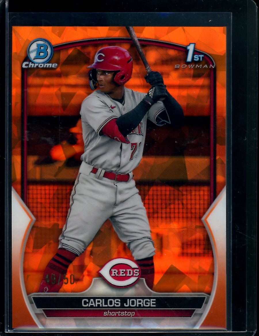 2023 Bowman Sapphire Carlos Jorge 1st Bowman Orange /50 Reds